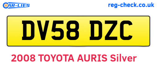 DV58DZC are the vehicle registration plates.