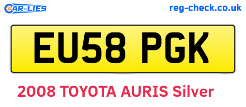 EU58PGK are the vehicle registration plates.