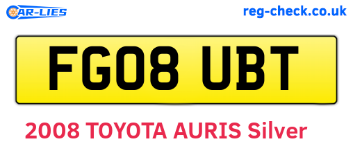 FG08UBT are the vehicle registration plates.