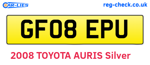 GF08EPU are the vehicle registration plates.