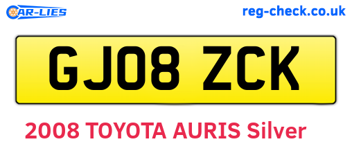 GJ08ZCK are the vehicle registration plates.