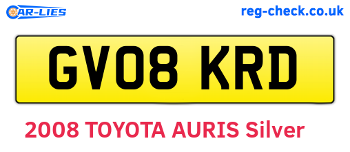 GV08KRD are the vehicle registration plates.