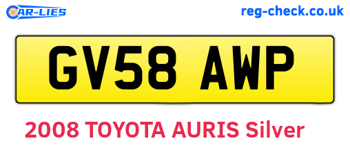 GV58AWP are the vehicle registration plates.