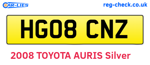 HG08CNZ are the vehicle registration plates.