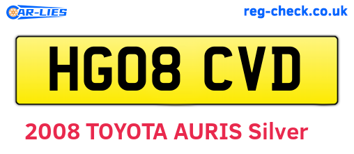 HG08CVD are the vehicle registration plates.