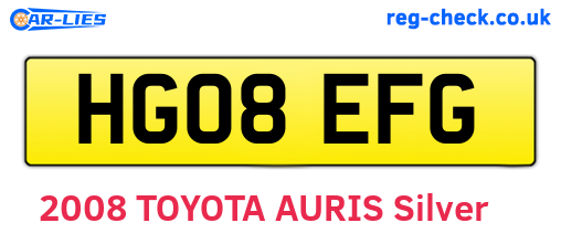 HG08EFG are the vehicle registration plates.