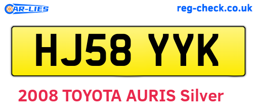HJ58YYK are the vehicle registration plates.