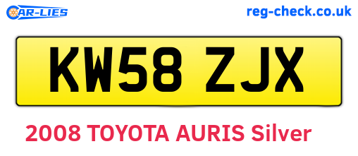 KW58ZJX are the vehicle registration plates.