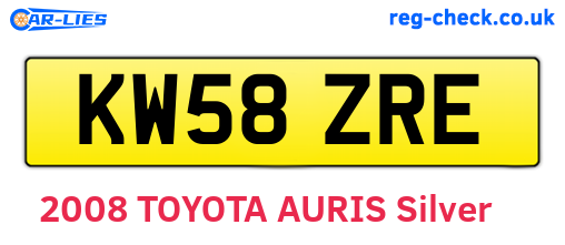KW58ZRE are the vehicle registration plates.