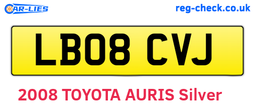 LB08CVJ are the vehicle registration plates.