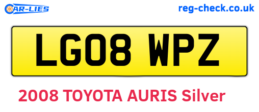 LG08WPZ are the vehicle registration plates.