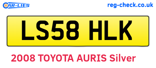 LS58HLK are the vehicle registration plates.