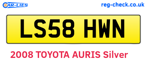 LS58HWN are the vehicle registration plates.