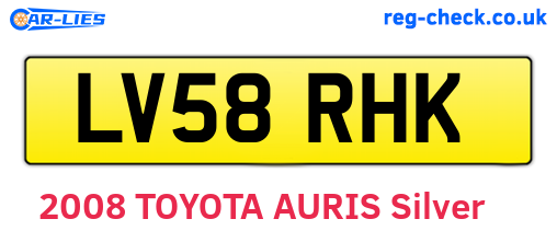 LV58RHK are the vehicle registration plates.