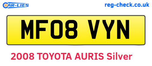 MF08VYN are the vehicle registration plates.