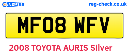MF08WFV are the vehicle registration plates.