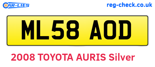 ML58AOD are the vehicle registration plates.