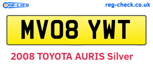 MV08YWT are the vehicle registration plates.