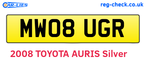 MW08UGR are the vehicle registration plates.