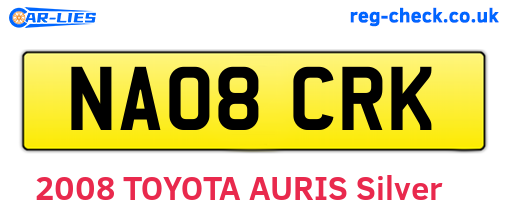 NA08CRK are the vehicle registration plates.