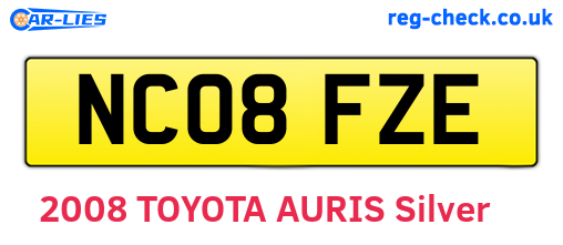 NC08FZE are the vehicle registration plates.
