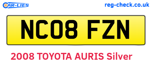 NC08FZN are the vehicle registration plates.
