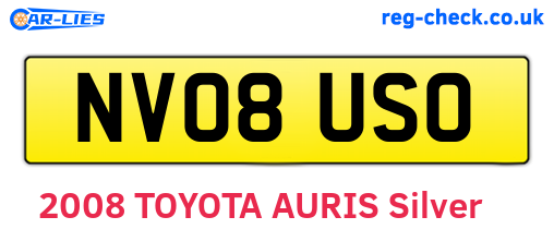 NV08USO are the vehicle registration plates.
