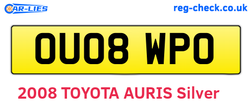 OU08WPO are the vehicle registration plates.