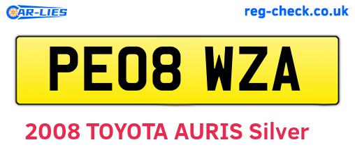 PE08WZA are the vehicle registration plates.