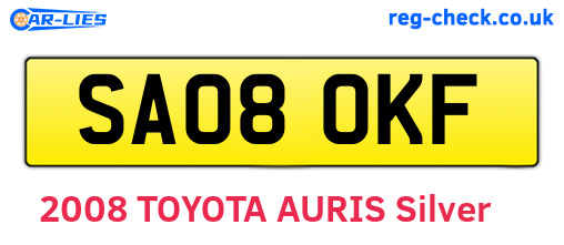 SA08OKF are the vehicle registration plates.
