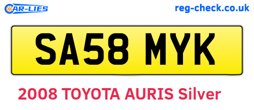 SA58MYK are the vehicle registration plates.