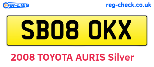 SB08OKX are the vehicle registration plates.