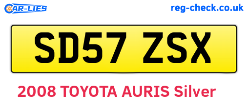 SD57ZSX are the vehicle registration plates.