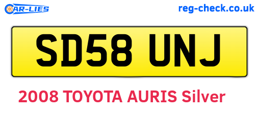 SD58UNJ are the vehicle registration plates.
