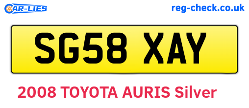 SG58XAY are the vehicle registration plates.