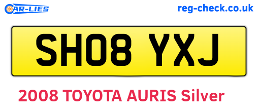 SH08YXJ are the vehicle registration plates.
