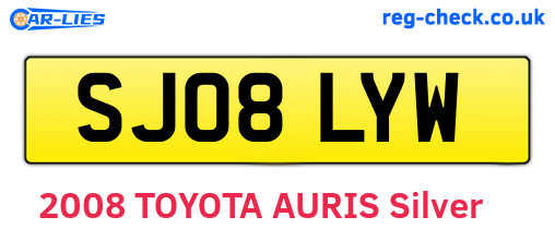SJ08LYW are the vehicle registration plates.