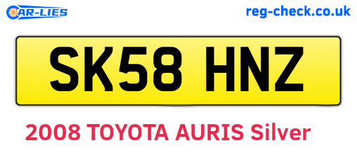 SK58HNZ are the vehicle registration plates.