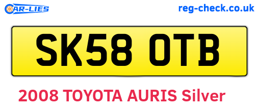 SK58OTB are the vehicle registration plates.