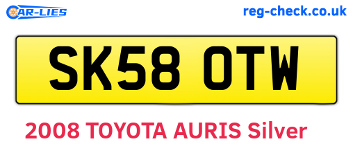 SK58OTW are the vehicle registration plates.