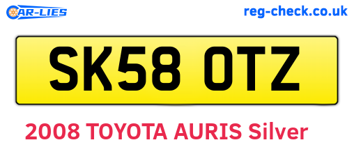 SK58OTZ are the vehicle registration plates.