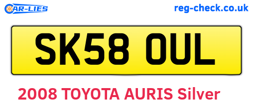 SK58OUL are the vehicle registration plates.