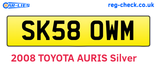 SK58OWM are the vehicle registration plates.