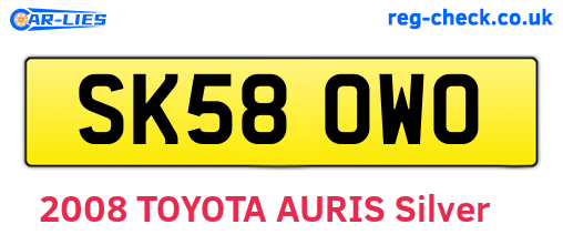 SK58OWO are the vehicle registration plates.