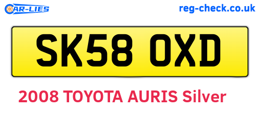 SK58OXD are the vehicle registration plates.