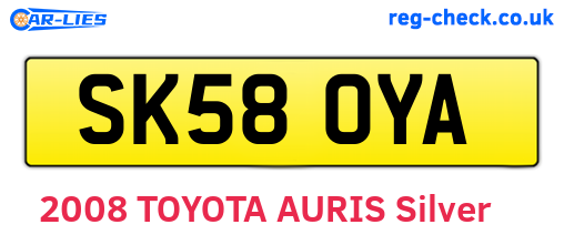SK58OYA are the vehicle registration plates.
