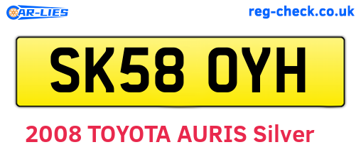 SK58OYH are the vehicle registration plates.