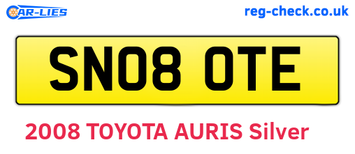 SN08OTE are the vehicle registration plates.