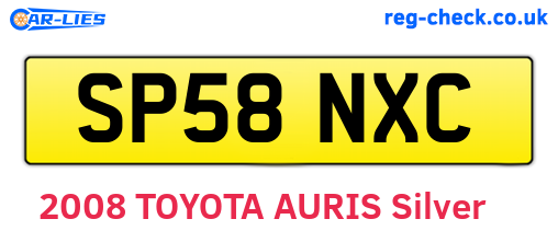 SP58NXC are the vehicle registration plates.