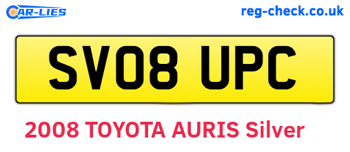 SV08UPC are the vehicle registration plates.